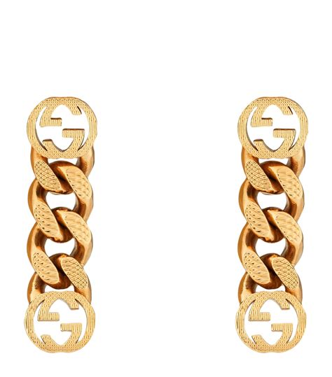 gucci g chain earrings|gucci interlocking gg earrings.